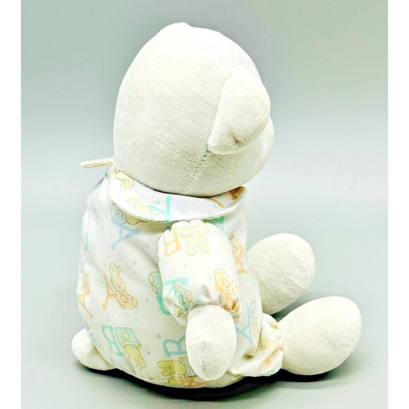 Carters Prestige Baby White Teddy Bear Plush Stuffed Animal ABC Rattle 10 inch - Picture 3 of 9